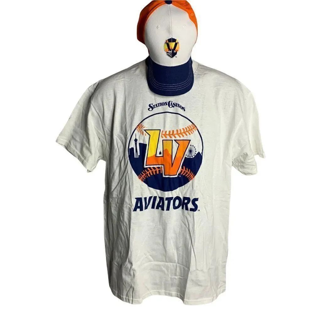 Las Vegas Aviators T Shirt Baseball Hat L White Crewneck Combo